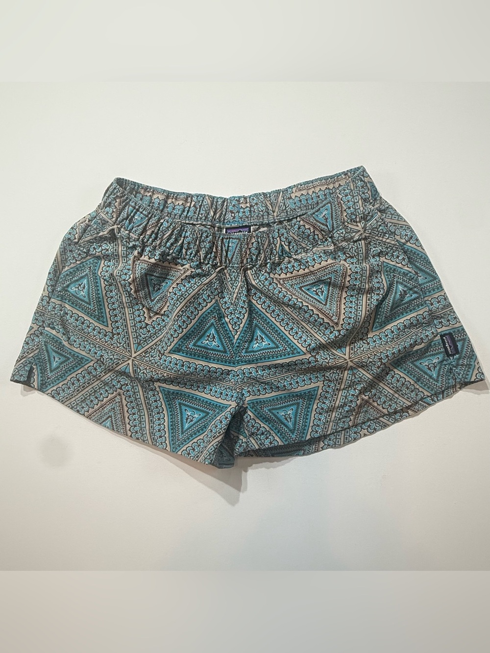 Patagonia Women’s Surf Trunks Board Shorts Teal Print Small